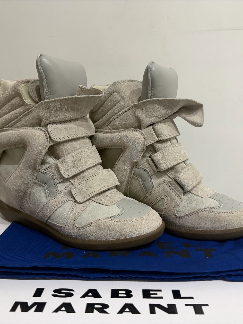 Isabel Marant Off White Bekett Suede Wedge High-Top Sneakers